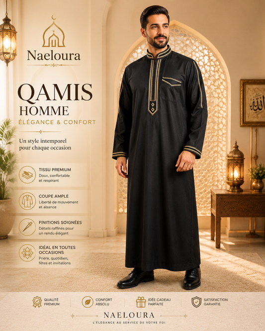 Qamis Homme Brodé – Coton Mercérisé