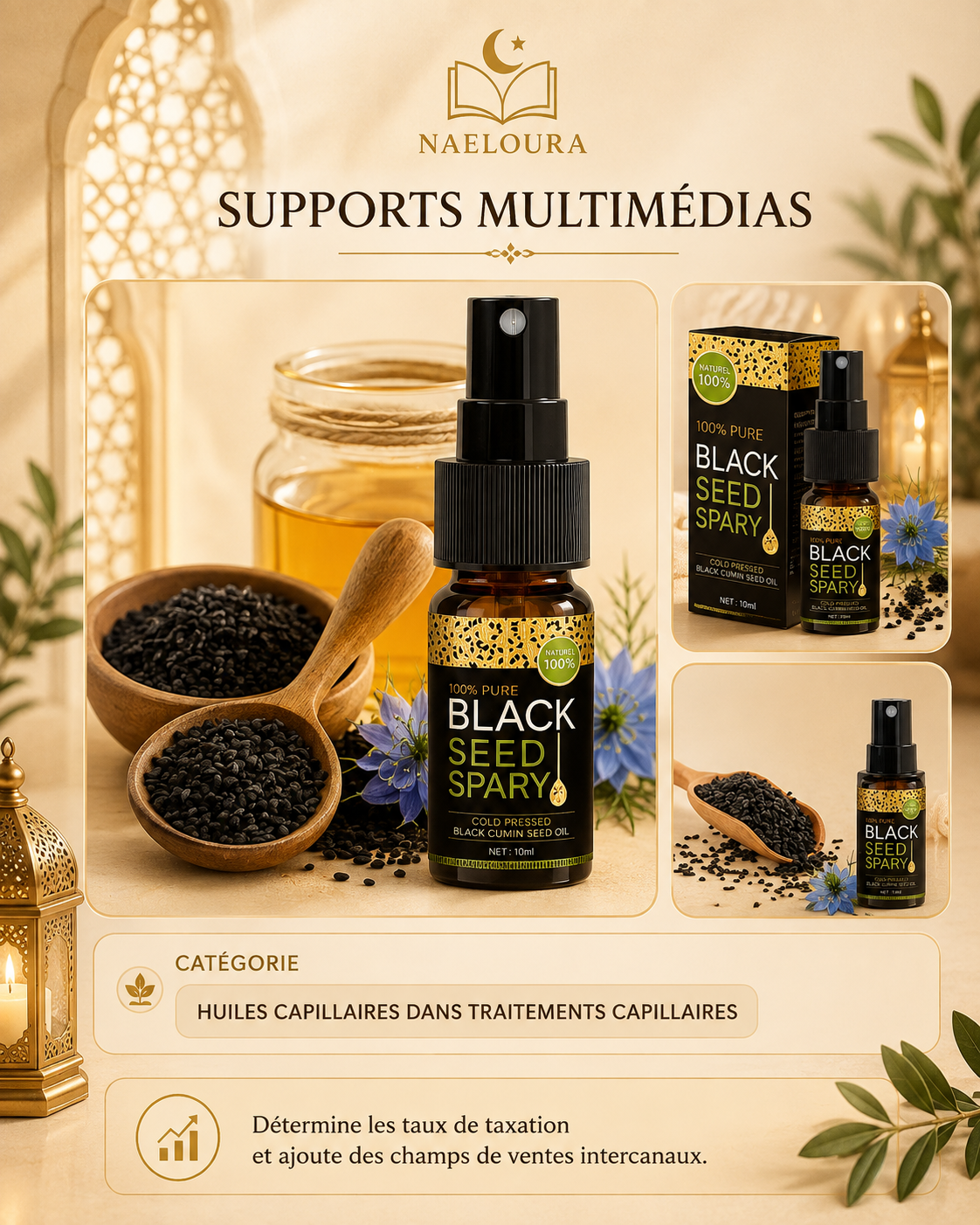 Spray huile de nigelle pour cheveux Naeloura