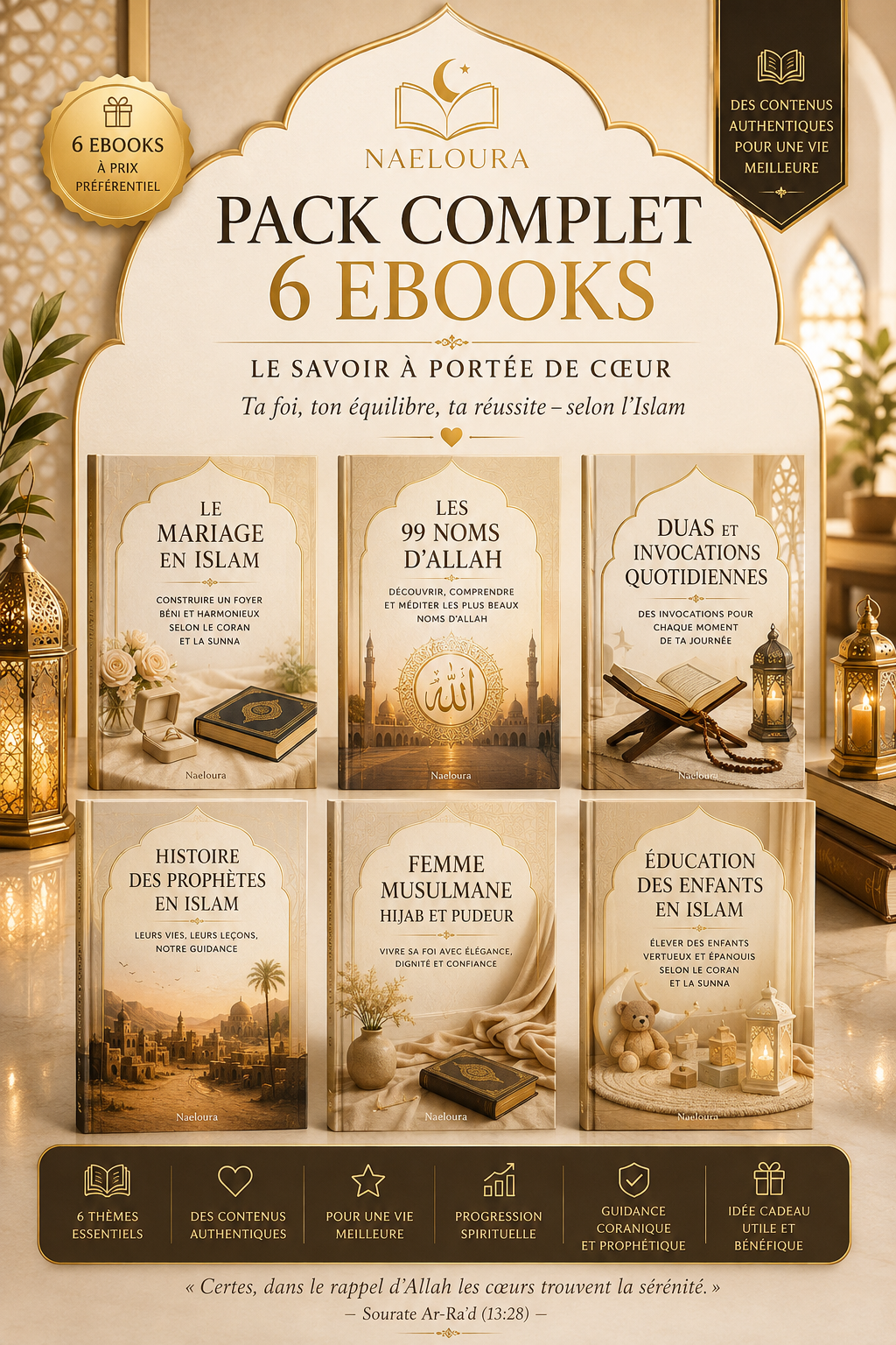 Pack complet de 6 ebooks islamiques Naeloura
