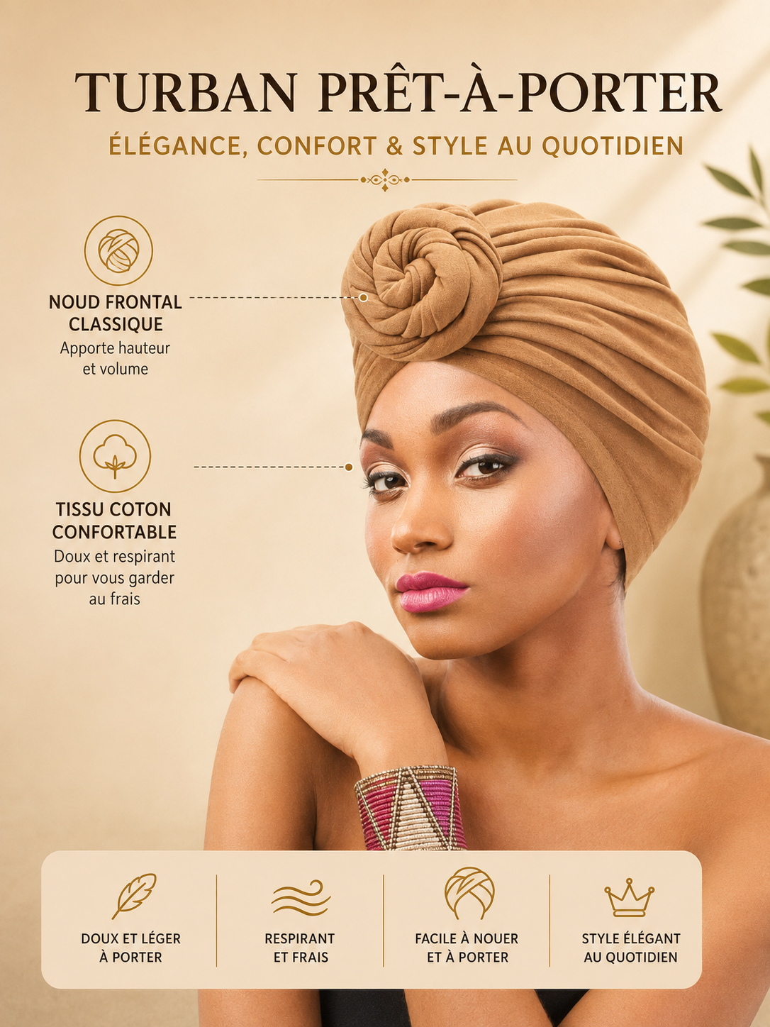 Lot de 2 bonnets turban imprimés Naeloura — vue secondaire 3