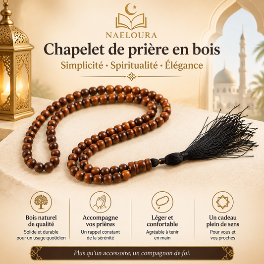 Tasbih en bois 33 ou 99 perles Naeloura