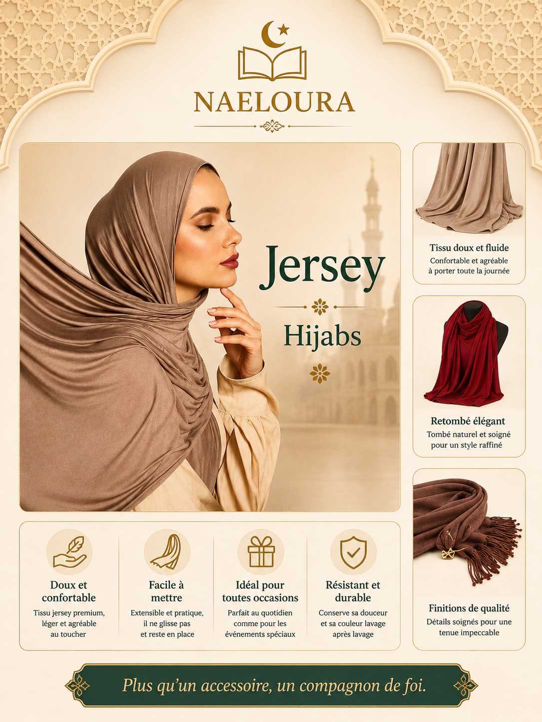 Hijab jersey modal long 170x60 cm Naeloura