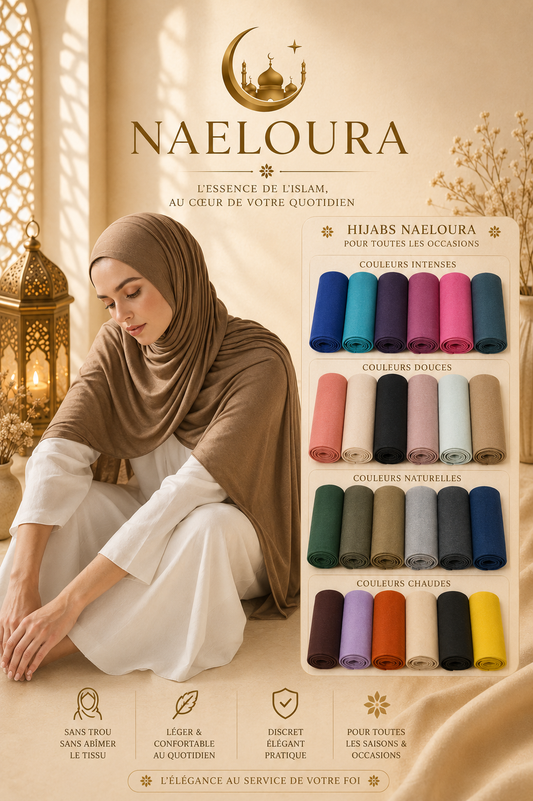 Hijab jersey coton doux long 180 cm Naeloura