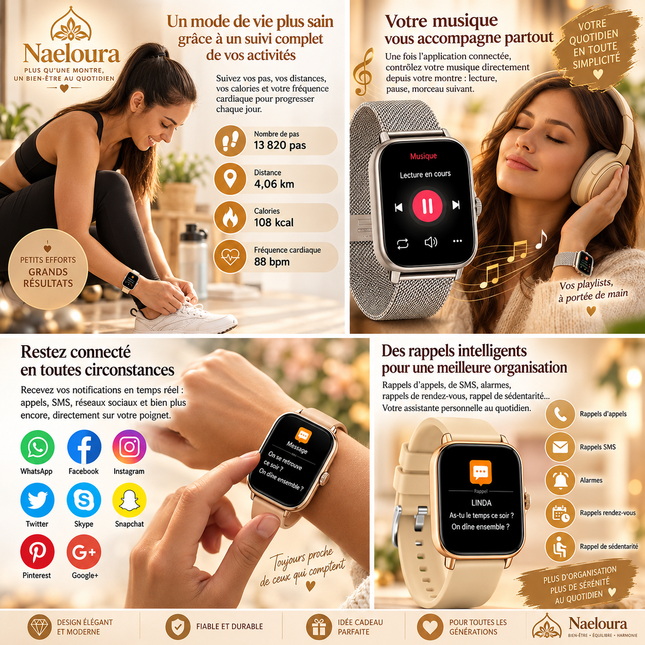Montre connectée élégante Naeloura — vue secondaire 2