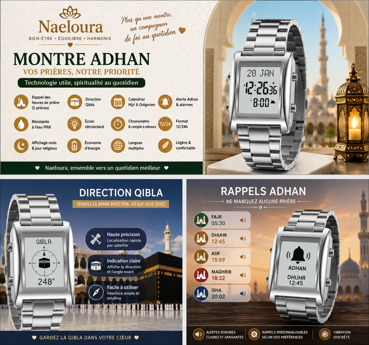 Montre Azan Premium Qibla Naeloura — vue secondaire 3