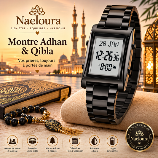 Montre Azan Premium avec Qibla et calendrier Hijri | Naeloura