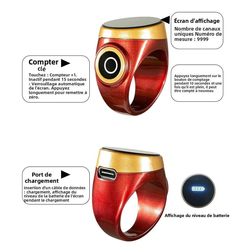 Bague tasbih tactile OLED compteur de zikr Naeloura — vue secondaire 8