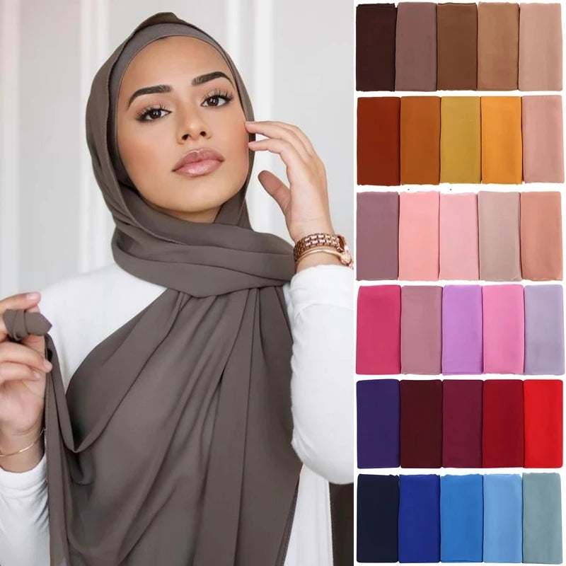 Hijab mousseline chiffon uni 175x70 cm Naeloura — vue secondaire 2