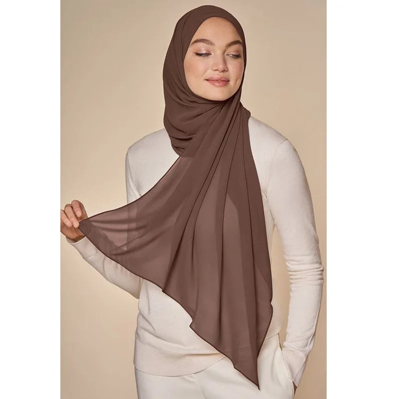 Hijab mousseline chiffon uni 175x70 cm Naeloura — vue secondaire 4