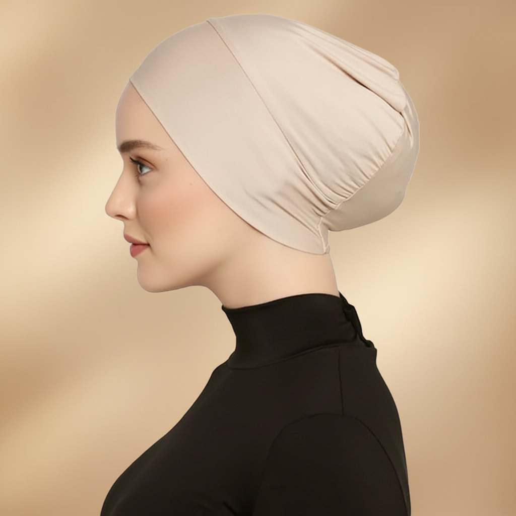 Bonnet hijab fond beige doré