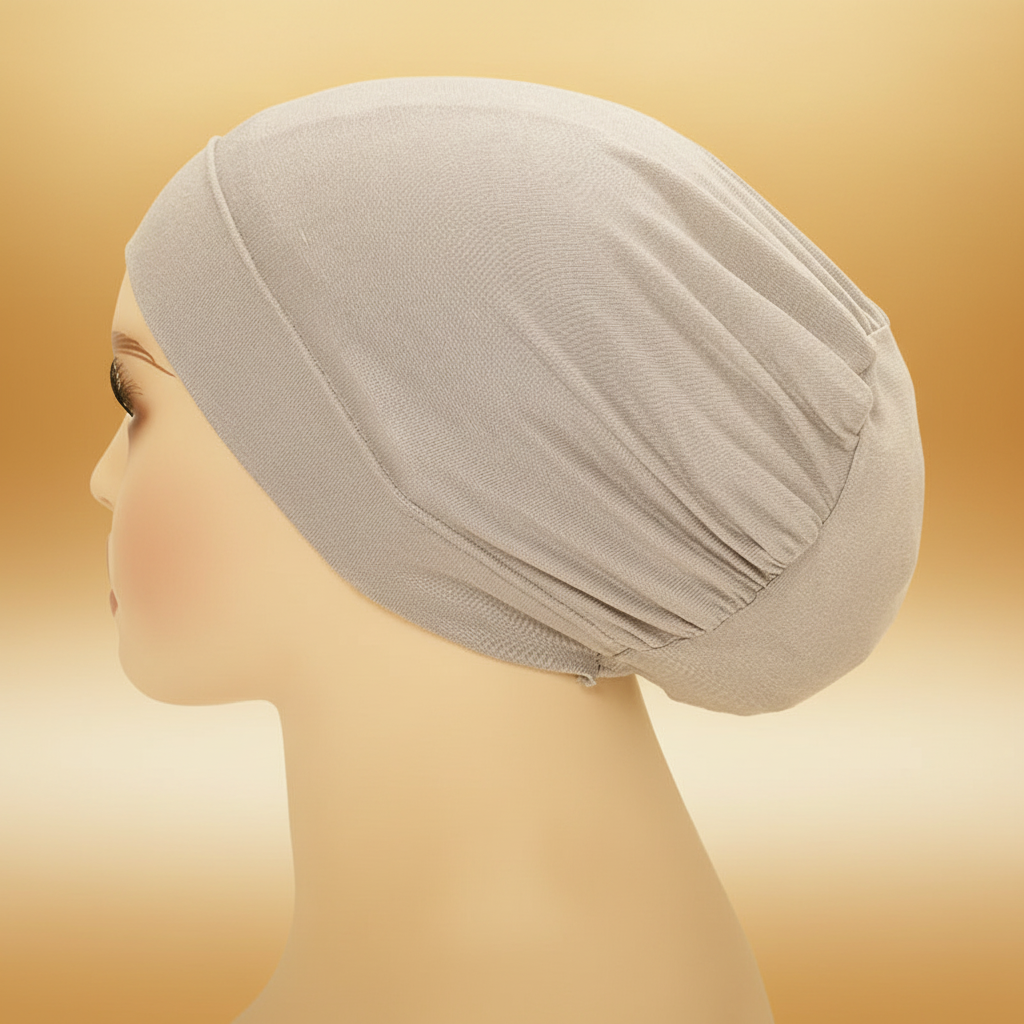 Bonnet hijab fond beige doré