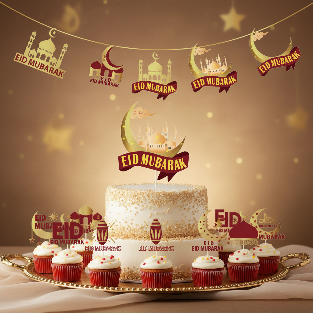 Guirlande cake topper fond beige doré