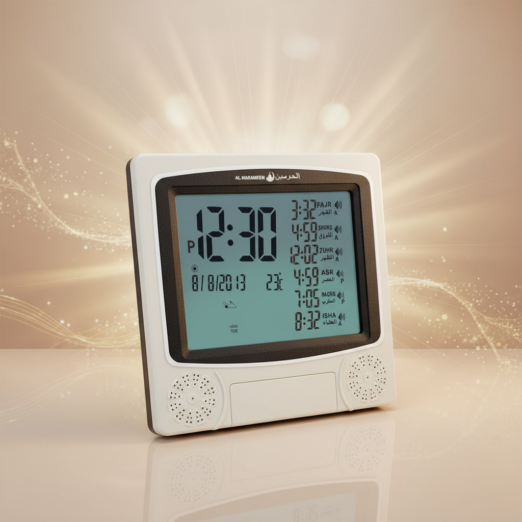 Horloge compacte fond beige doré