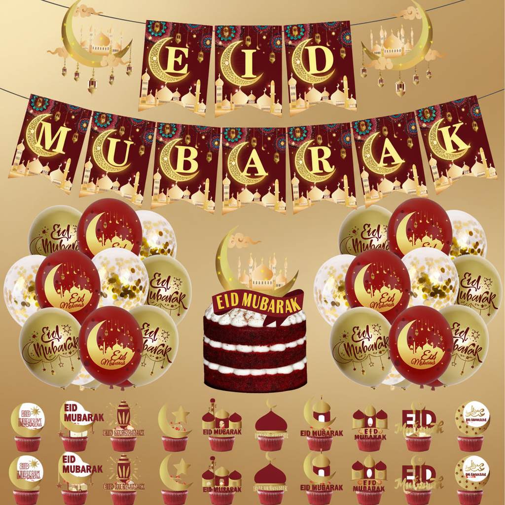 Kit décoration Ramadan fond beige doré