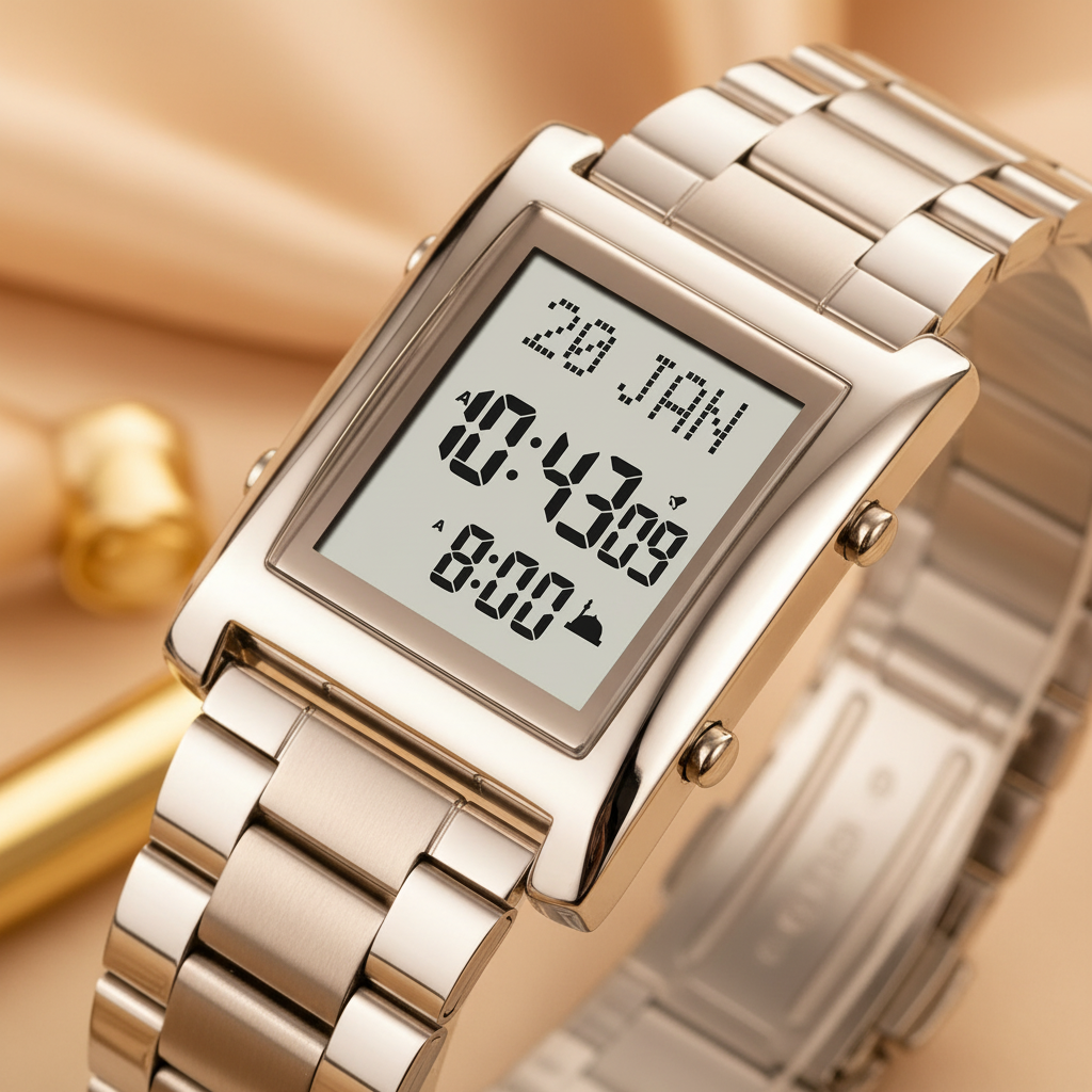 Montre argentée fond beige doré