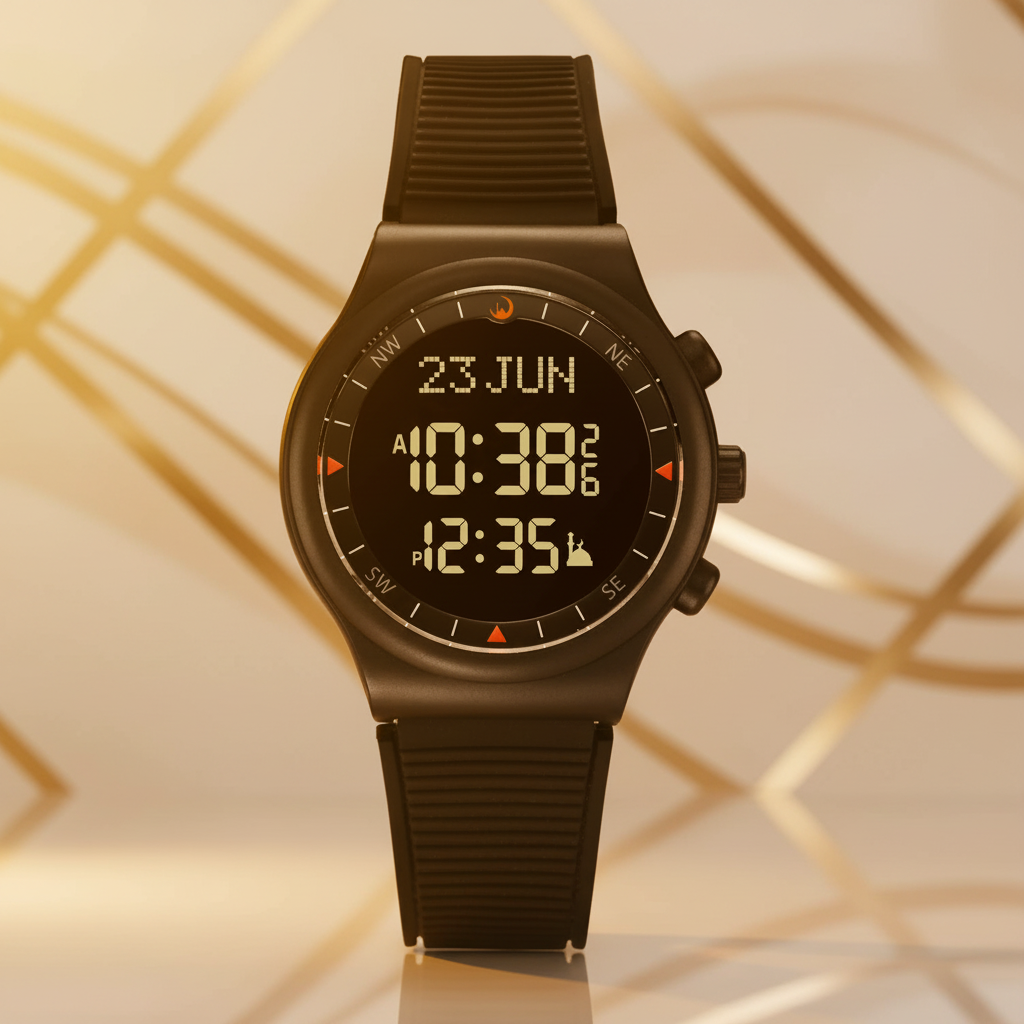 Montre prière face fond beige doré