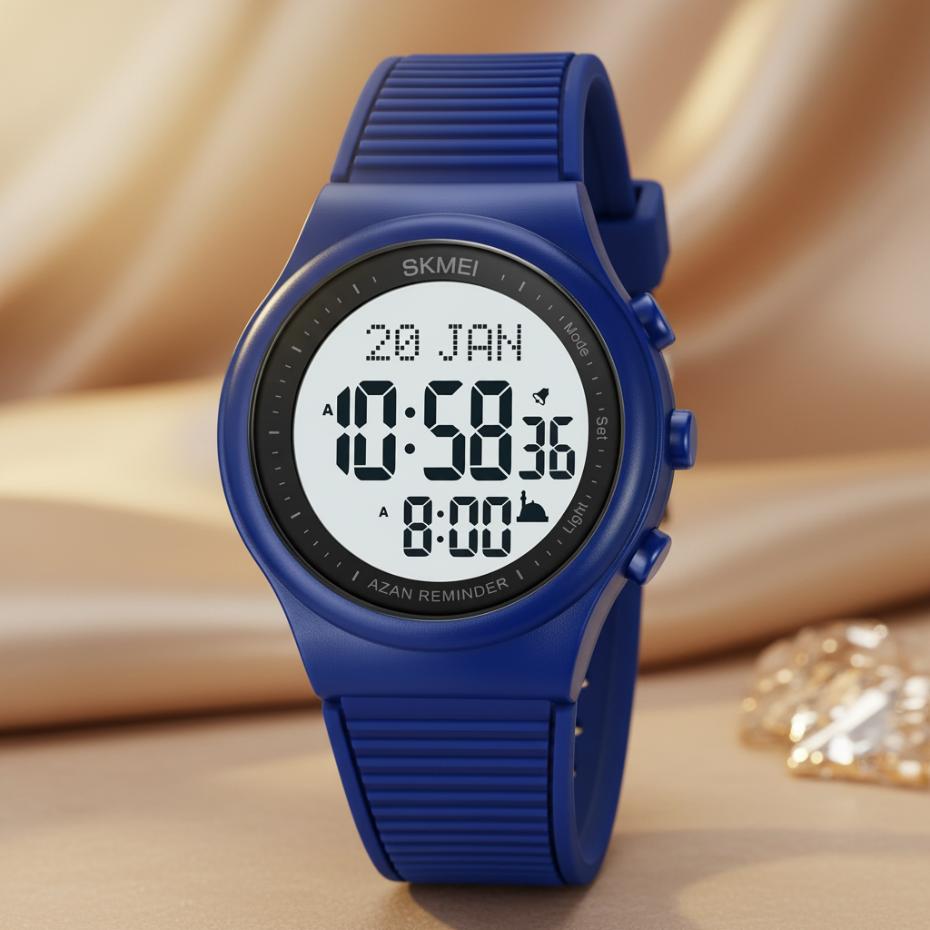 SKMEI bleue marine fond beige doré
