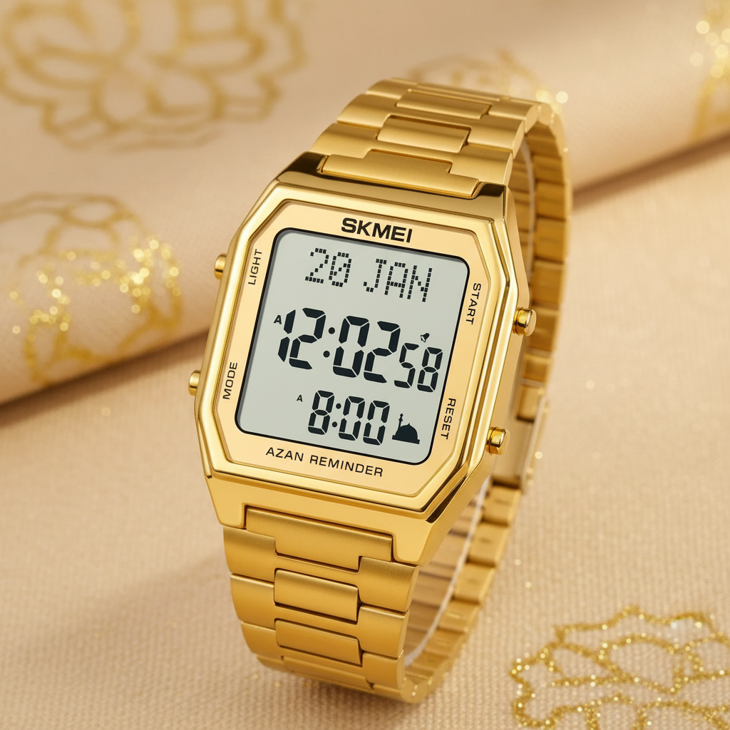 SKMEI dorée écran clair fond beige doré