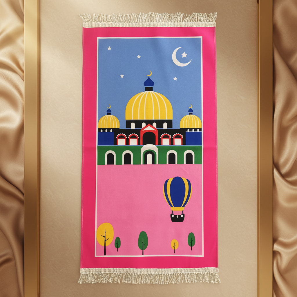 Tapis rose fond beige doré