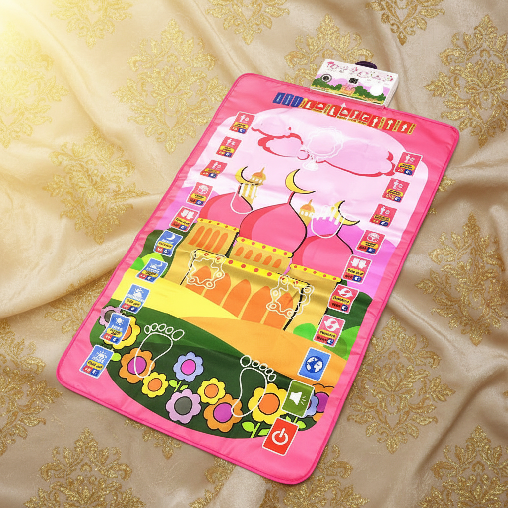 Tapis rose fond beige doré
