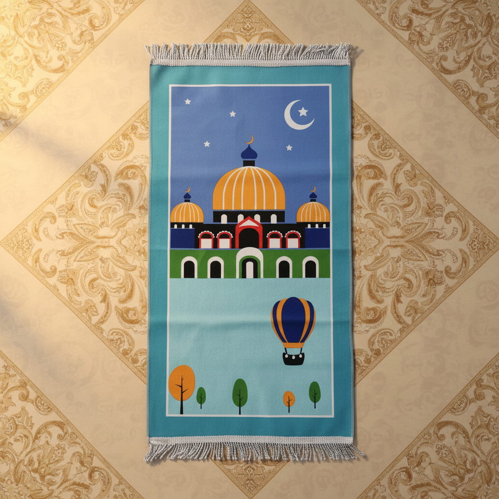 Tapis turquoise fond beige doré