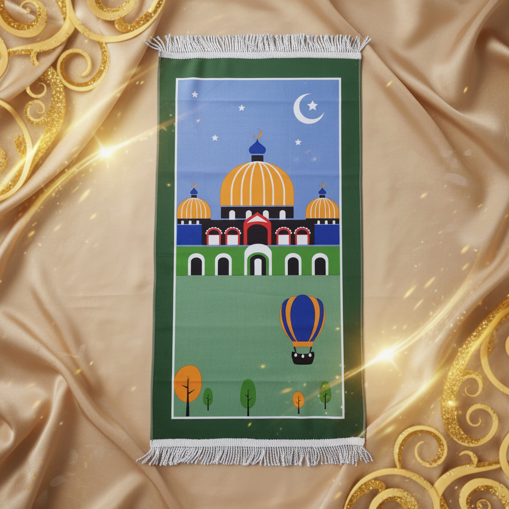 Tapis vert fond beige doré
