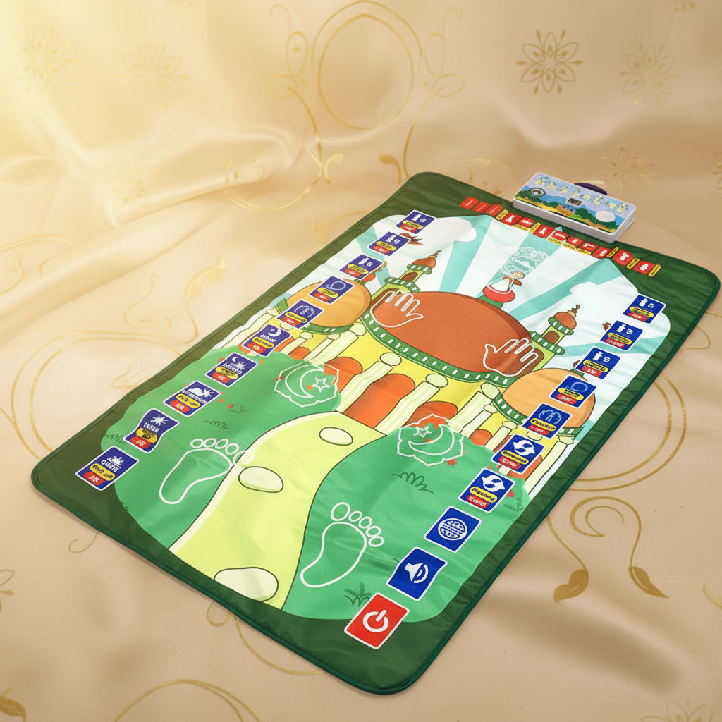 Tapis vert fond beige doré
