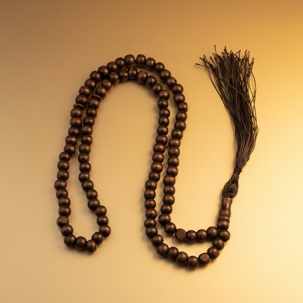 Tasbih bois fond beige doré